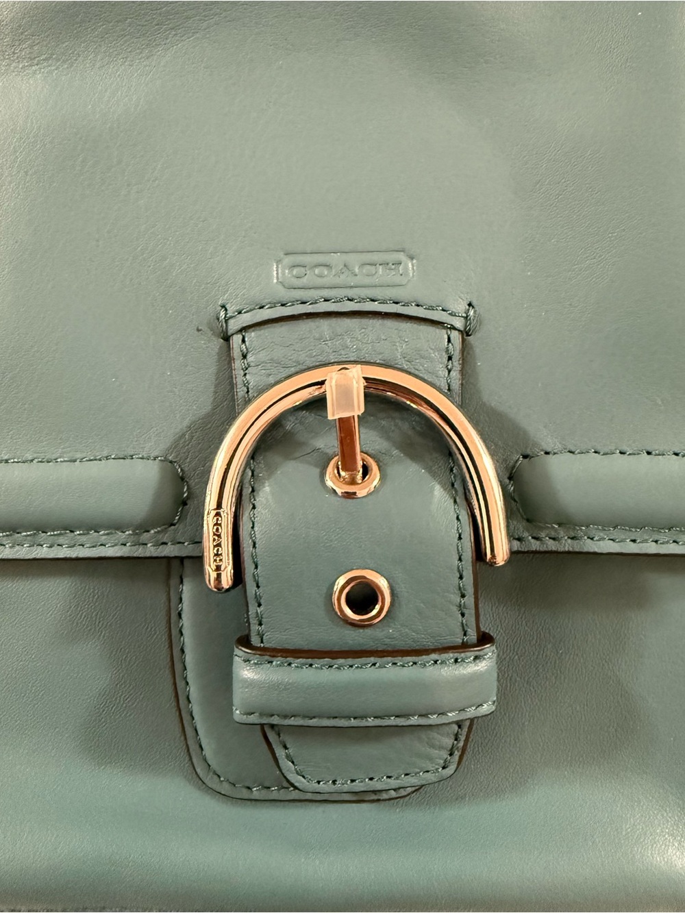 Coach Campbell Belle Carryall Robin’s Egg Blue Leather Shoulder Tote NWT - Picture 8 of 13